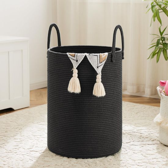 Picture of Artfeel Laundry Basket,Woven Cotton Rope Laundry Hamper,100L for Decorative Storage of Dirty Clothes,Toys and Blankets in Bathroom,Baby Room and Living Room