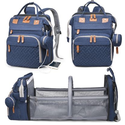 Picture of Astro Alan Baby Diaper Bags with Changing Station, Waterproof Diaper Bag Backpack for Moms Dads with USB Charging Port, Baby Shower Gifts, Large Capacity diaper backpack, Blue