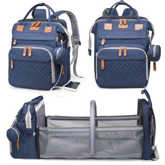 Picture of Astro Alan Baby Diaper Bags with Changing Station, Waterproof Diaper Bag Backpack for Moms Dads with USB Charging Port, Baby Shower Gifts, Large Capacity diaper backpack, Blue