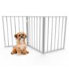Picture of Pet Gate - 3-Panel Indoor Foldable Dog Fence for Stairs, Hallways or Doorways - 54x24-Inch Retractable Wood Freestanding Dog Gates by PETMAKER (White)