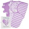 Picture of Comfy Cubs Easy Swaddle Blanket, 3 Pack - 100% Cotton Newborn Wrap, Small for 0-3 Months Infants, with Adjustable Velcro, Breathable and Durable Sleep Sack for Babies - Purple