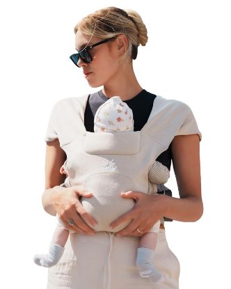 Picture of Newborn Carrier, MOMTORY Baby Carrier, Baby Wraps Carrier Cozy with Hook&Loop for Easily Adjustable, Soft Fabric, Cream
