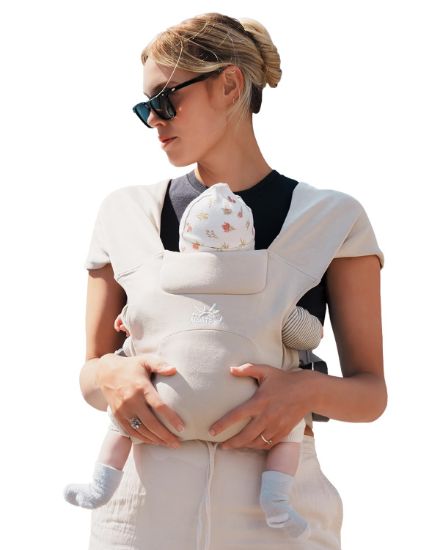 Picture of Newborn Carrier, MOMTORY Baby Carrier, Baby Wraps Carrier Cozy with Hook&Loop for Easily Adjustable, Soft Fabric, Cream