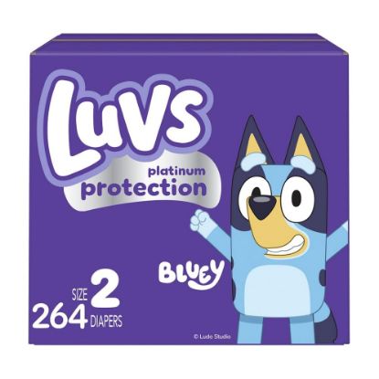 Picture of Luvs Size 2 Baby Diapers, Platinum Protection Bluey Diapers for Day & Night, Size 2, 264 Count (Packaging May Vary)