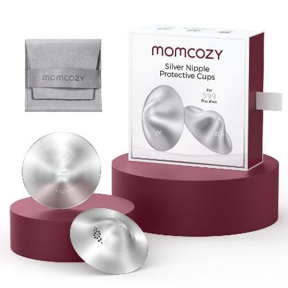 Picture of Momcozy 999 Silver Nursing Cups Original Perforated Breathable Design, 999 Silver Nipple Cover for Breastfeeding Essential, Silver Nipple Shield for Nursing Newborn, Metal Nipple Shields, XL Size
