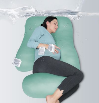 Picture of MOON PARK Pregnancy Pillows for Sleeping - U Shaped Full Body Maternity Pillow with Removable Cover - Support for Back, Legs, Belly, HIPS - 57 Inch - Turqouise - Cooling Cover