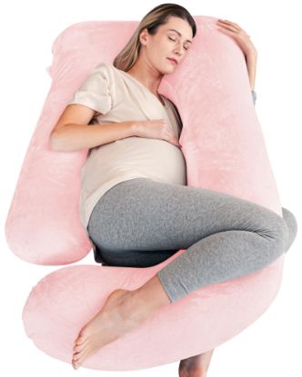 Picture of Cute Castle Pregnancy Pillows, Soft U-Shape Maternity Pillow with Removable Cover - Full Body Pillows for Adults Sleeping - Pregnancy Must Haves - Jumbo 57 Inch - Pink