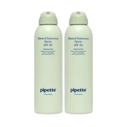 Picture of Pipette Baby Mineral Sunscreen Spray SPF 30, Broad Spectrum with Non-Nano Zinc Oxide, Water Resistant UVB/UVA Non-Toxic Sun Protection for Kids & Sensitive Skin, 6 oz (2 pack)
