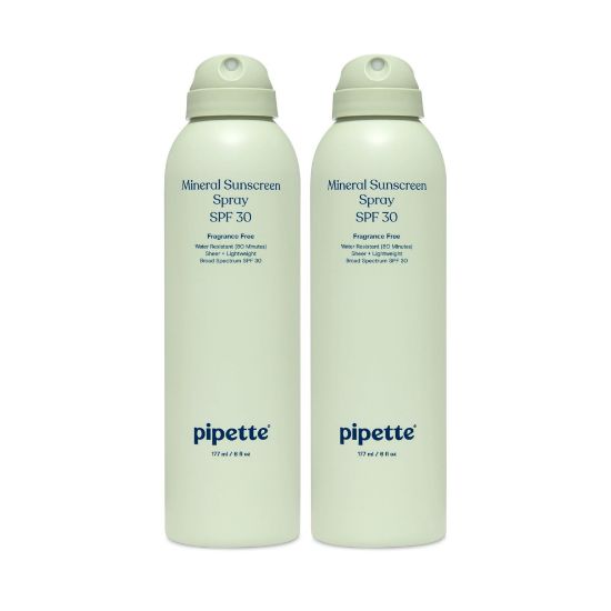 Picture of Pipette Baby Mineral Sunscreen Spray SPF 30, Broad Spectrum with Non-Nano Zinc Oxide, Water Resistant UVB/UVA Non-Toxic Sun Protection for Kids & Sensitive Skin, 6 oz (2 pack)