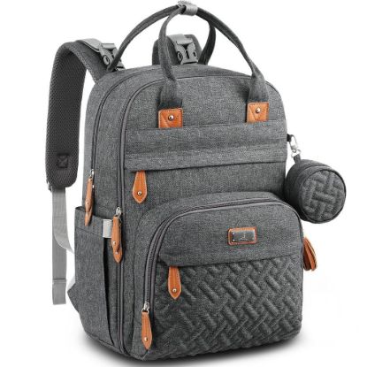Picture of BabbleRoo Diaper Bag Backpack - Baby Essentials Travel Tote - Multi Function Waterproof Diaper Bag, Travel Essentials Baby Bag with Changing Pad, Stroller Straps & Pacifier Case - Unisex, Dark Gray