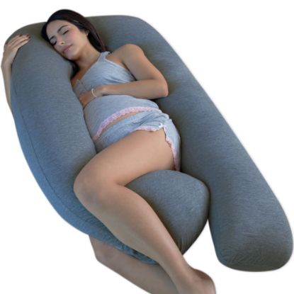 Picture of Pharmedoc Pregnancy Pillows, U-Shape Full Body Pillow - Solid - Cooling Removable Cover Dark Grey - Pregnancy Pillows for Sleeping - Body Pillows for Adults, Maternity Pillow and Pregnancy Must Haves
