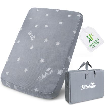 Picture of Pack and Play Mattress Topper 36.5" x 25", Waterproof Bamboo Dual Sided (Firm for Babies) & Soft Foam (for Toddlers) Breathable Playard Mattress Pad, Foam Baby Playpen Mattress