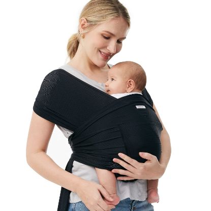 Picture of Momcozy Baby Wrap Carrier Air-Mesh, Cooling Fabric for Summer, Infant Carrier Slings for Newborn up to 50 lbs, Baby Wrap Adjustable for Adult Fits Sizes XXS-XXL, Easy to Wear Baby Carriers, Black