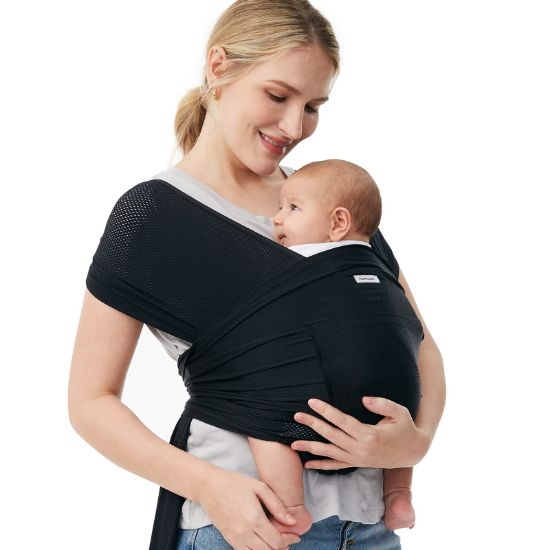 Picture of Momcozy Baby Wrap Carrier Air-Mesh, Cooling Fabric for Summer, Infant Carrier Slings for Newborn up to 50 lbs, Baby Wrap Adjustable for Adult Fits Sizes XXS-XXL, Easy to Wear Baby Carriers, Black
