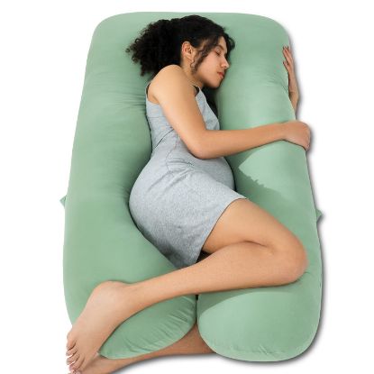 Picture of QUEEN ROSE Cooling Pregnancy Pillows, U Shaped Full Body Maternity Pillow for Pregnant Support, Rayon Derived from Bamboo, Buttery Soft, Super Breathable for Hot Sleeper, Green