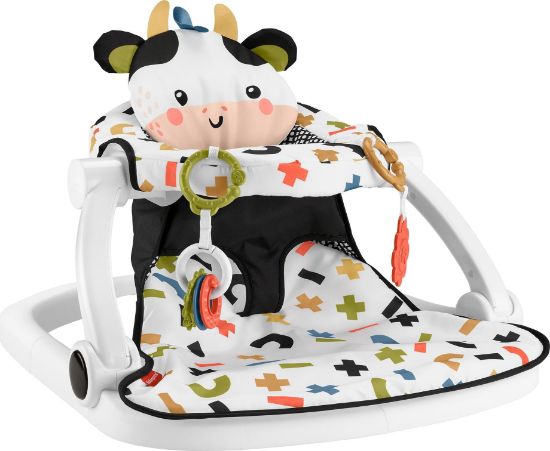 Picture of Fisher-Price Portable Baby Chair, Cute Cow Sit-Me-Up Floor Seat with BPA-Free Teether & Clacker Newborn Developmental Toys