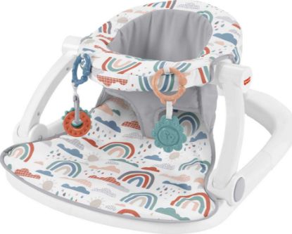 Picture of Fisher-Price Portable Baby Chair Sit-Me-Up Floor Seat with Developmental Toys & Machine Washable Seat Pad, Rainbow Showers