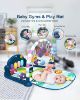 Picture of dearlomum Baby Play Mat Baby Gym,Funny Play Piano Tummy Time Baby Activity Gym Mat with 5 Infant Sensory Baby Toys and 2 Baby Soft Rattles, Boy & Girl Gifts for Newborn 0 to 3 6 9 12 Months(Blue)