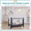 Picture of Dream On Me Nest Portable Playard in Grey with Carrybag an Shoulder Strap, Lightweight, Packable and Easy Setup Baby Playard, Breathable Mesh Sides and Soft Fabric - Comes with a Removable Padded Mat