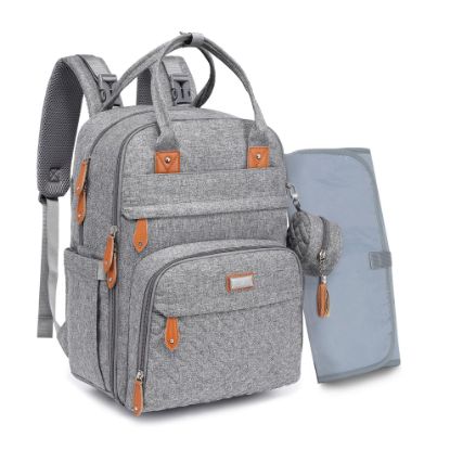 Picture of BabbleRoo Diaper Bag Backpack - Baby Essentials Travel Tote - Multi Function Waterproof Diaper Bag, Travel Essentials Baby Bag with Changing Pad, Stroller Straps & Pacifier Case - Unisex, Light Gray