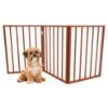 Picture of Pet Gate - 3-Panel Indoor Foldable Dog Fence for Stairs or Doorways - 54x24-Inch Retractable Wood Freestanding Dog Gates by PETMAKER (Mahogany)
