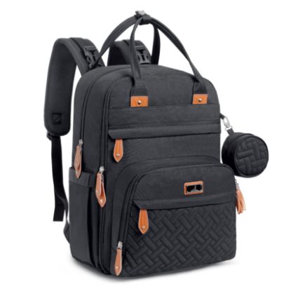 Picture of BabbleRoo Diaper Bag Backpack - Baby Essentials Travel Tote - Multi Function Waterproof Diaper Bag, Travel Essentials Baby Bag with Changing Pad, Stroller Straps & Pacifier Case - Unisex, Black