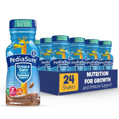 Picture of PediaSure Grow & Gain With Immune Support, Kids Protein Shake, Chocolate, 8-fl-oz Bottle, 24 Shakes