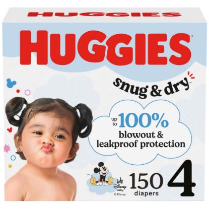 Picture of Huggies Size 4 Diapers, Snug & Dry Baby Diapers, Size 4 (22-37 lbs), 150 Count, Packaging May Vary