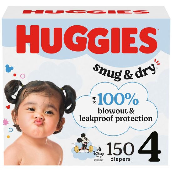 Picture of Huggies Size 4 Diapers, Snug & Dry Baby Diapers, Size 4 (22-37 lbs), 150 Count, Packaging May Vary