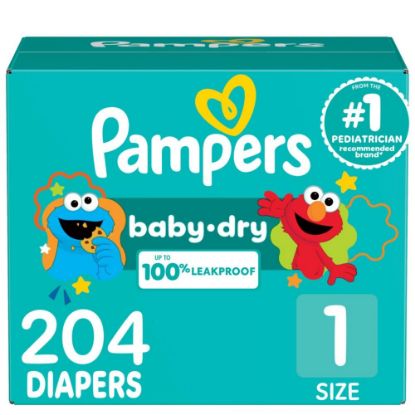 Picture of Pampers Diapers - Baby Dry - Size 1, 204 Count, Absorbent Disposable Infant Diaper (Packaging May Vary)