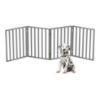 Picture of Pet Gate - 4-Panel Indoor Foldable Dog Fence for Stairs, Hallways, or Doorways - 72x24-Inch Retractable Wood Freestanding Dog Gates by PETMAKER (Gray)