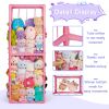 Picture of Trycooling Stuffed Animal Storage Zoo Stuffed Animal Holder Space Save Vertical Stuffed Animals Storage PVC with Elastic Band and Net for Playroom Bedroom Nursery (Pink 1)