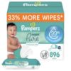 Picture of Pampers Baby Wipes Aqua Pure, 99% water-based wipes, Hypoallergenic and Unscented Infant Wipe, 896 Total (16 Flip-Top Packs)