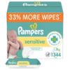 Picture of Pampers Baby Wipes, Sensitive, Water Based Wipe, Clinically Proven, Hypoallergenic, and Unscented for Babies, 1344 Wipes Total (16 Flip-Top Packs)