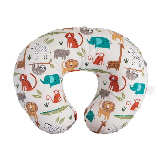Picture of Boppy Original Nursing Pillow, Neutral Jungle Colors, Ergonomic Nursing Essentials for Bottle and Breastfeeding, Firm Fiber Fill, with Removable Pillow Cover, Machine Washable