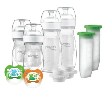 Picture of Playtex Baby Nurser Newborn Gift Set with Drop-Ins Bottle Liners, Closer to Breastfeeding, 4 Bottles (2x4 Oz, 2x8 Oz), 40 Liners, 2 Binky Pacifiers