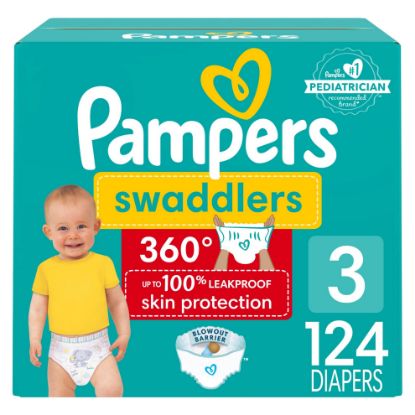 Picture of Pampers Diapers - Swaddlers 360 - Size 3, 124 Count, for up to 100% Leakproof Premium Skin Protection