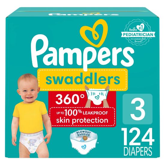 Picture of Pampers Diapers - Swaddlers 360 - Size 3, 124 Count, for up to 100% Leakproof Premium Skin Protection