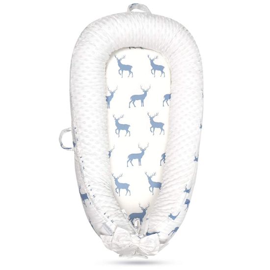 Picture of Mamibaby Baby Lounger cover, 100% Soft & Breathable Infant Floor Seat, Portable Adjustable Nest Pillow Cover for Tummy Time & Travel, Newborn Must Have Essentials Organic Co-Sleeper Baby snuggle (Elk)