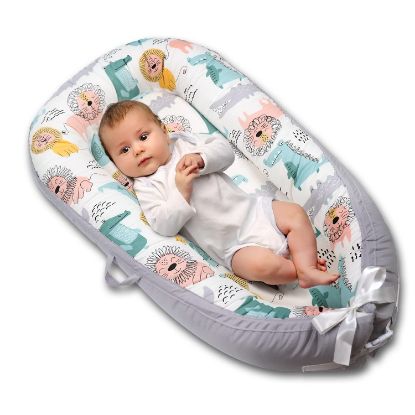Picture of Baby Lounger for Newborn Cover - Newborn Lounger for 0-12 Months, Breathable & Portable Infant Lounger - Adjustable Cotton Soft Baby Floor Seat for Travel, Newborn Essentials -Lion