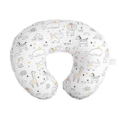 Picture of Boppy Original Nursing Pillow, White and Gold Notebook, Ergonomic Nursing Essentials for Bottle and Breastfeeding, Firm Fiber Fill, with Removable Pillow Cover, Machine Washable