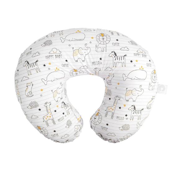 Picture of Boppy Original Nursing Pillow, White and Gold Notebook, Ergonomic Nursing Essentials for Bottle and Breastfeeding, Firm Fiber Fill, with Removable Pillow Cover, Machine Washable