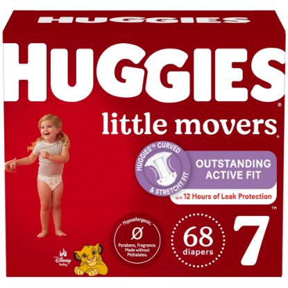 Picture of Huggies Size 7 Diapers, Little Movers Baby Diapers, Size 7 (41+ lbs), 68 Count