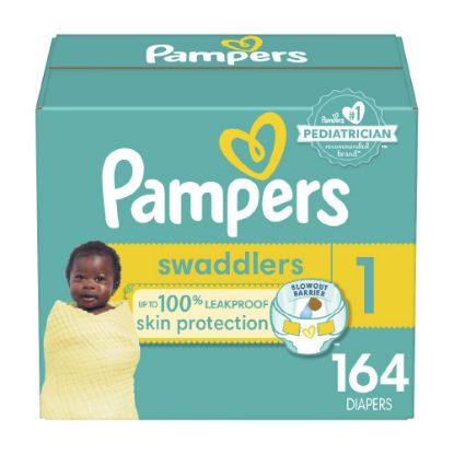 Picture of Pampers Baby Diapers - Swaddlers - Size 1, 164 Count, Ultra Absorbent Disposable Infant Diaper