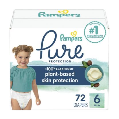 Picture of Pampers Baby Diapers - Pure Protection - Size 6, 72 Count, for up to 100% Leakproof, Premium Plant-based Skin Protection