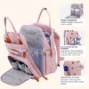 Picture of BabbleRoo Diaper Bag Backpack - Baby Essentials Travel Tote Multi function Waterproof Bag, with Changing Pad, Stroller Straps & Pacifier Case Unisex, Pink