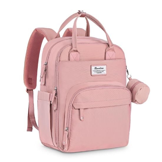 Picture of RUVALINO Diaper Bag Backpack, Multifunction Travel Pack Maternity Baby Changing Bags, Large Capacity, Waterproof, Pink