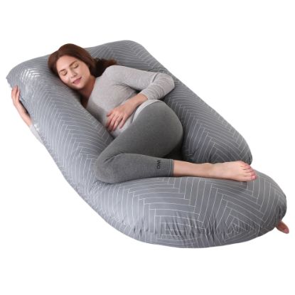 Picture of ALLOPERA Pregnancy Pillow, Full Body Maternity Pillow 57 inch, with Removable Washable Cover - Sleep Support for Legs, Back, Neck, Shoulder, HIPS, Belly for Pregnent Women, 100% Cotton