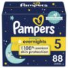 Picture of Pampers Overnight Diapers - Swaddlers Overnights - Size 5, 88 Count, Disposable Baby Diaper, Night Time Leak and Skin Protection