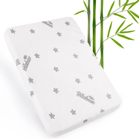Picture of Crib Mattress Pad Topper Memory Foam 2-Inch Toddler Bed Mattress Fit Baby Crib Mattress with Removable Bamboo Crib Mattress Topper Cover Protector Waterproof Machine Wash & Non-Slip | 52“x 27“